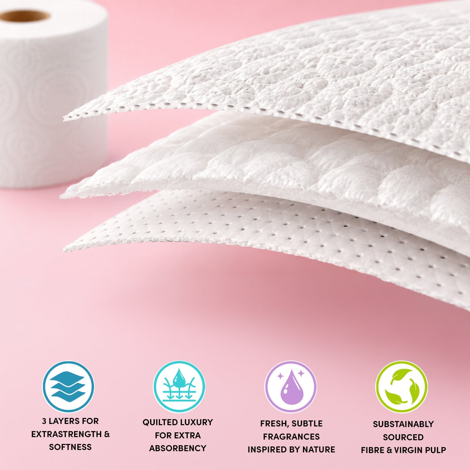 Splesh Quilted Toilet Roll Luxury Vanilla & Marshmallow 3-Ply Soft Toilet Paper, 24 Rolls