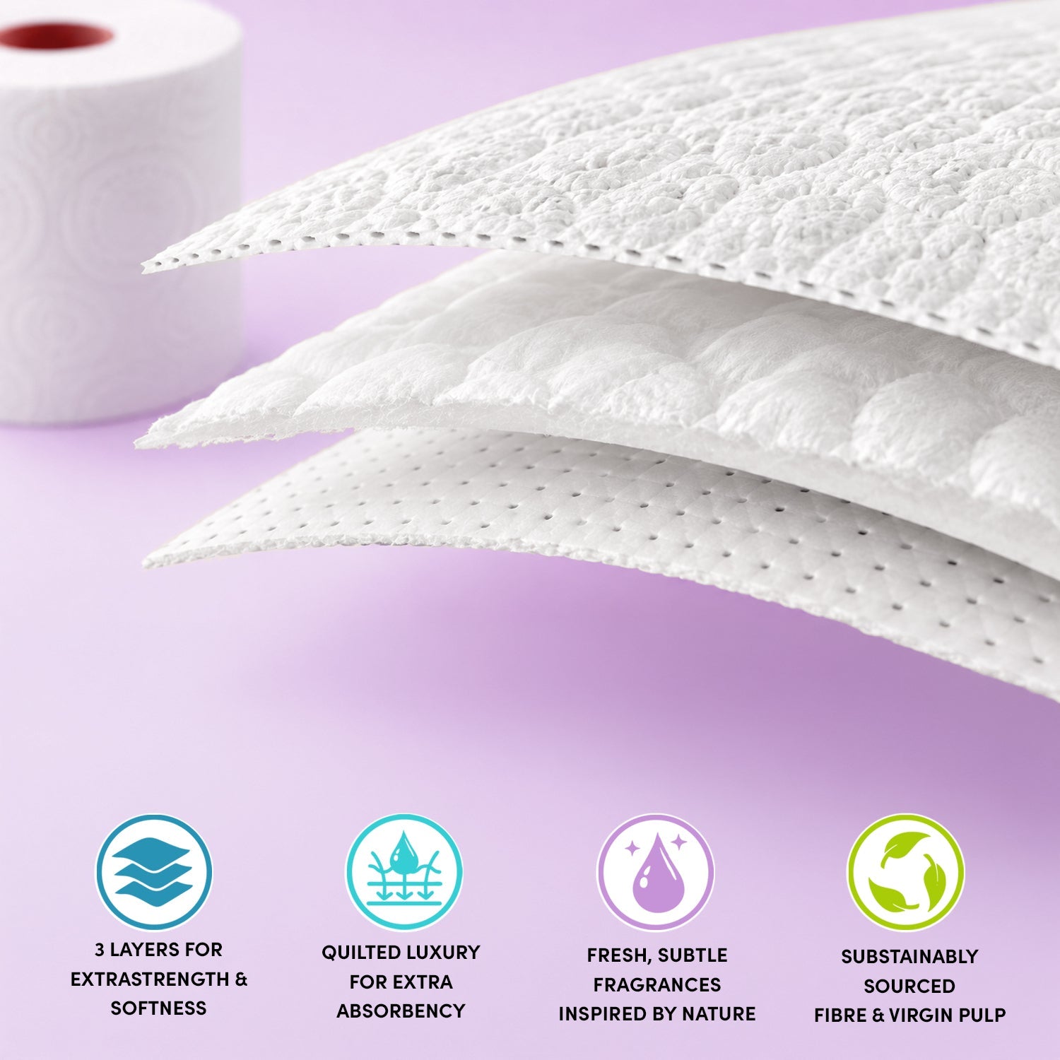 Splesh Toilet Roll, Soft & Quilted Eco-Friendly Lavender, 96 Rolls