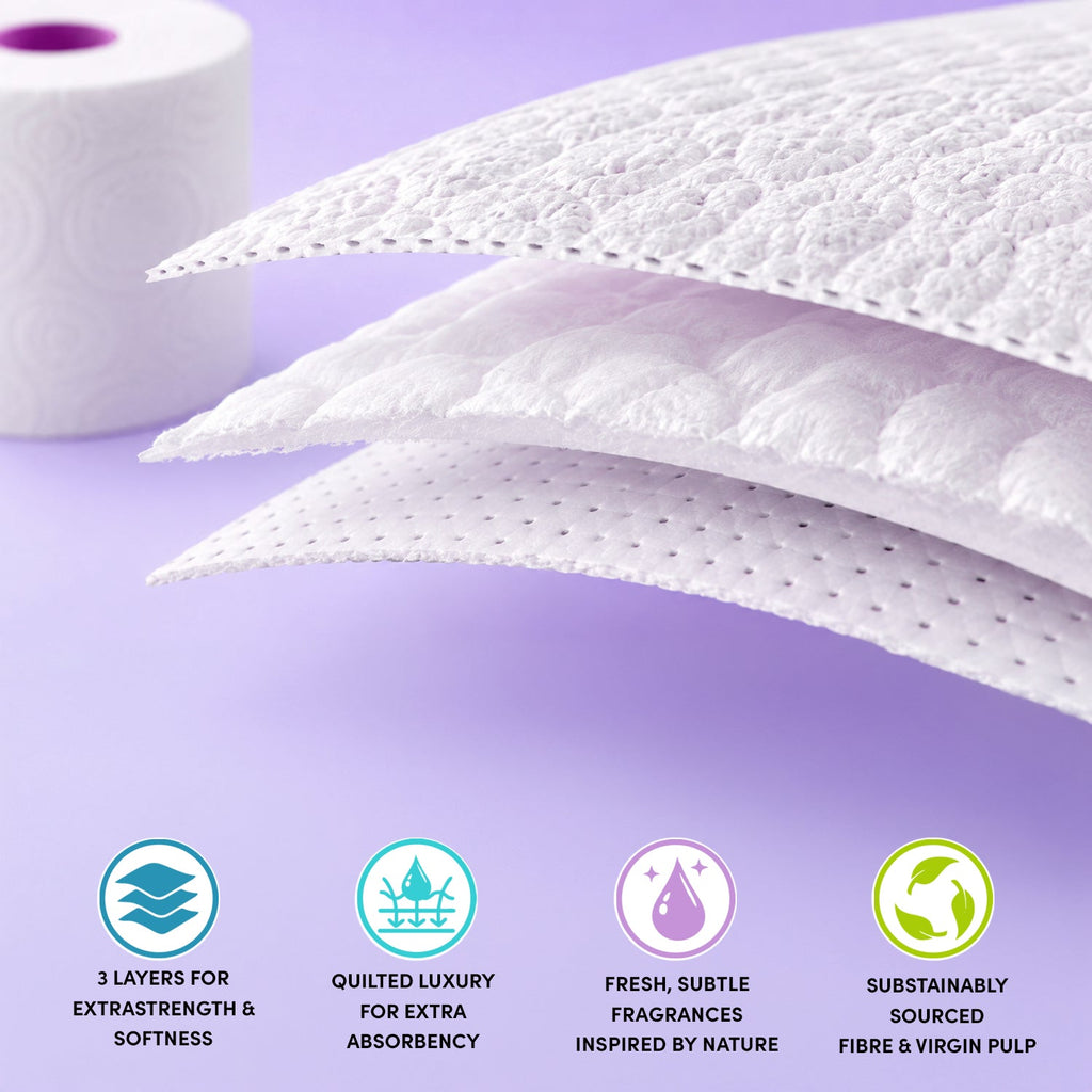 Splesh Quilted Luna Bloom 3-Ply Luxury Scented Toilet Tissue Paper, 48 Rolls