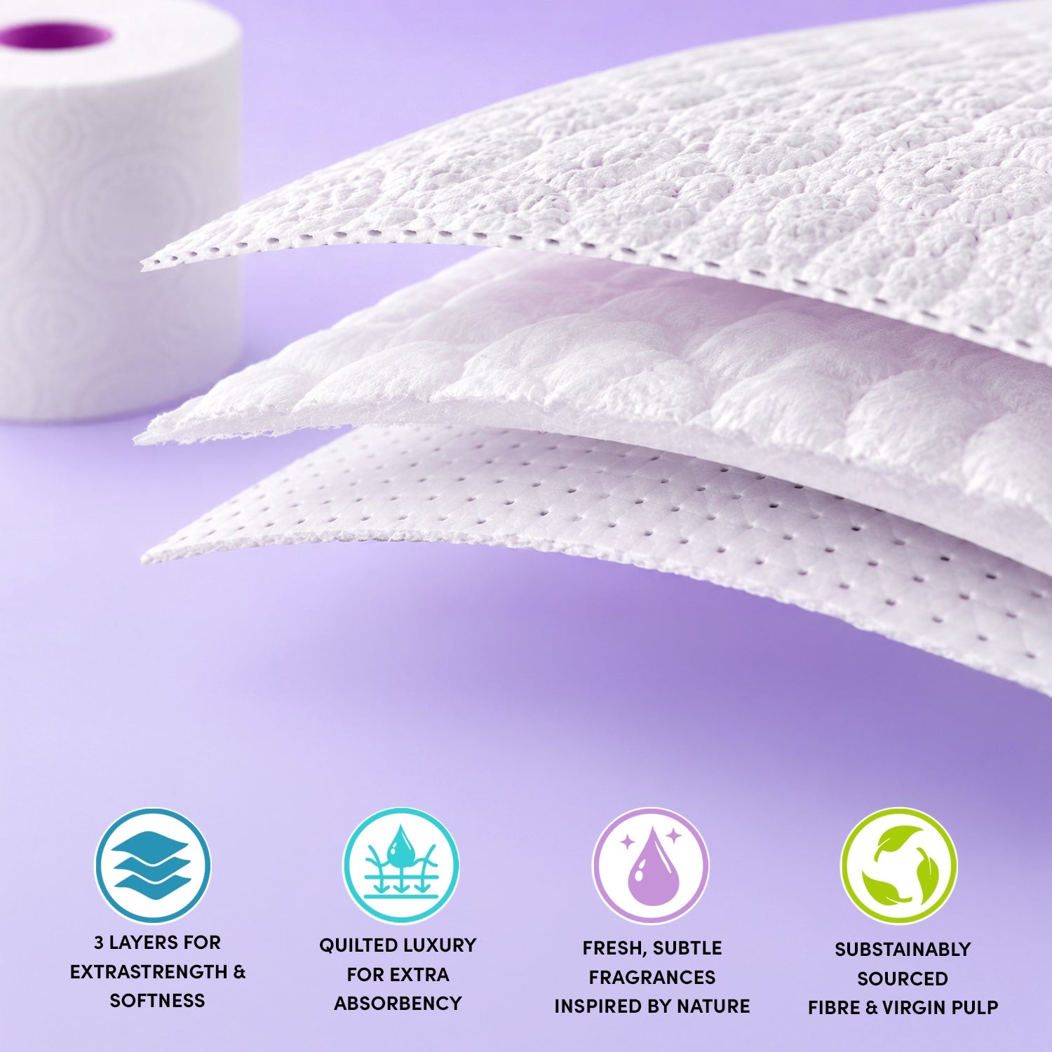 Splesh Quilted Luna Bloom 3-Ply Luxury Scented Toilet Tissue Paper, 12 Rolls
