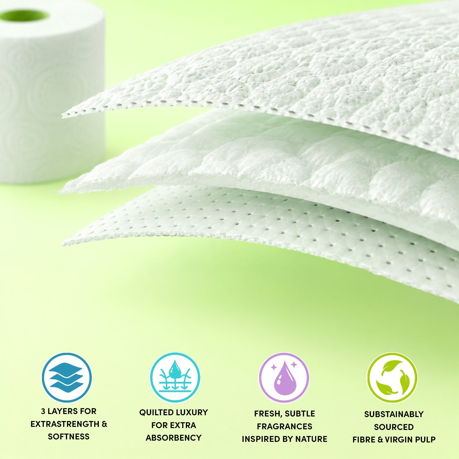 Splesh Toilet Roll Soft & Quilted 3-Ply AloeVera Scented Toilet Tissue, 12 Rolls