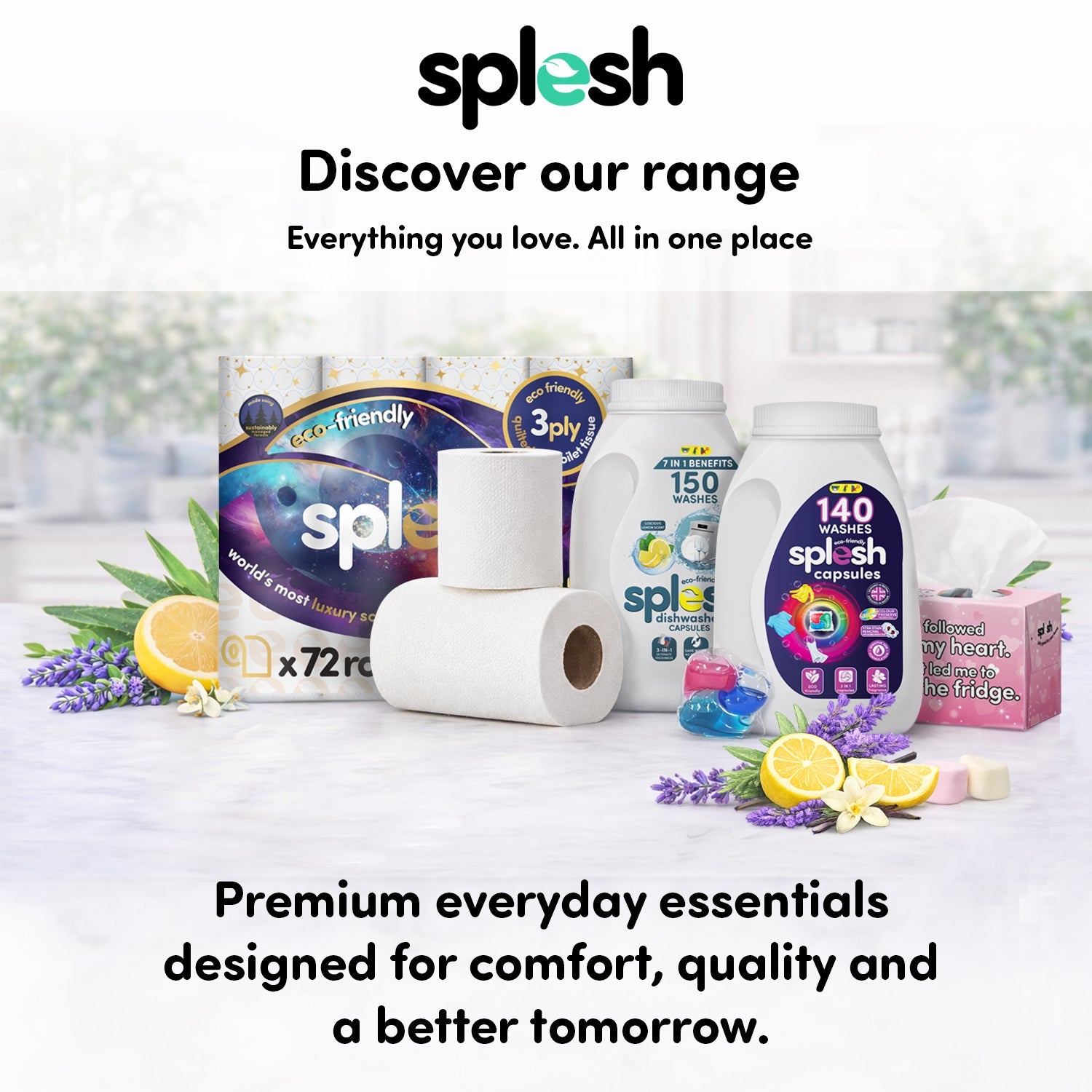 Splesh Toilet Roll Soft & Quilted 3-Ply AloeVera Scented Toilet Tissue, 48 Rolls