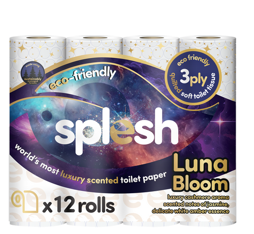 Splesh Quilted Luna Bloom 3-Ply Luxury Scented Toilet Tissue Paper, 12 Rolls