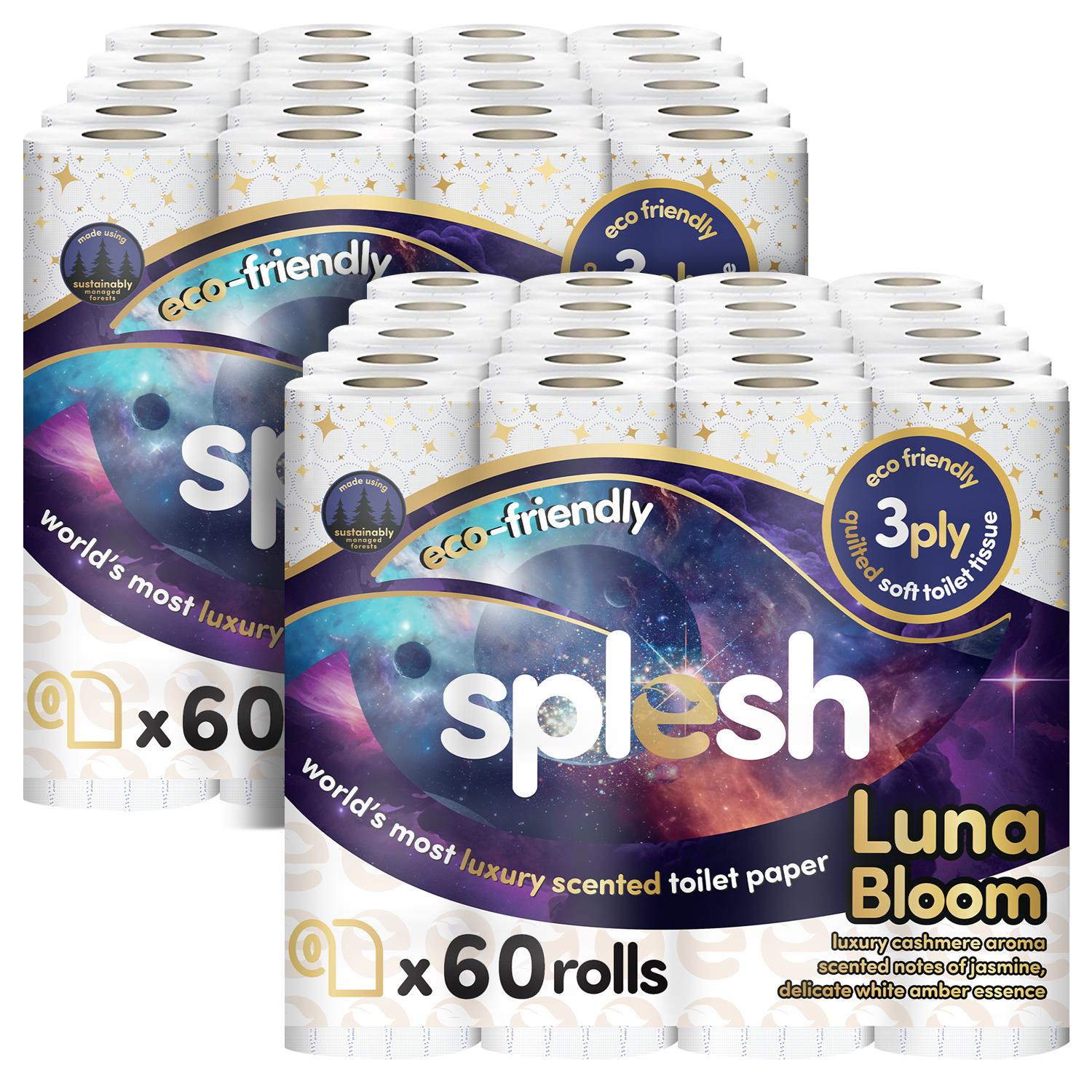 Splesh Quilted Luna Bloom 3-Ply Luxury Scented Toilet Tissue Paper, 120 Rolls