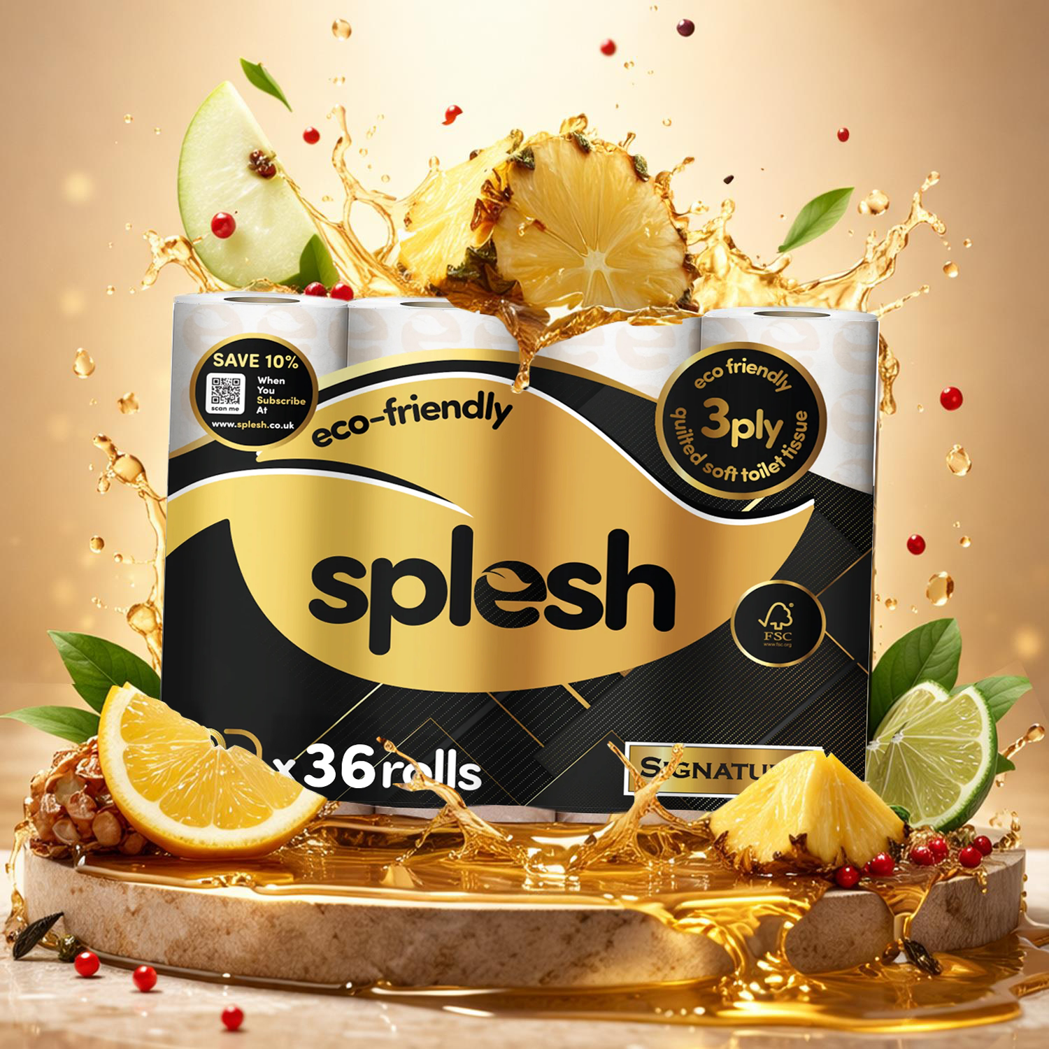 Splesh Toilet Roll Signature Scented 36 Rolls|Quilted 3-Ply Soft Toilet Paper