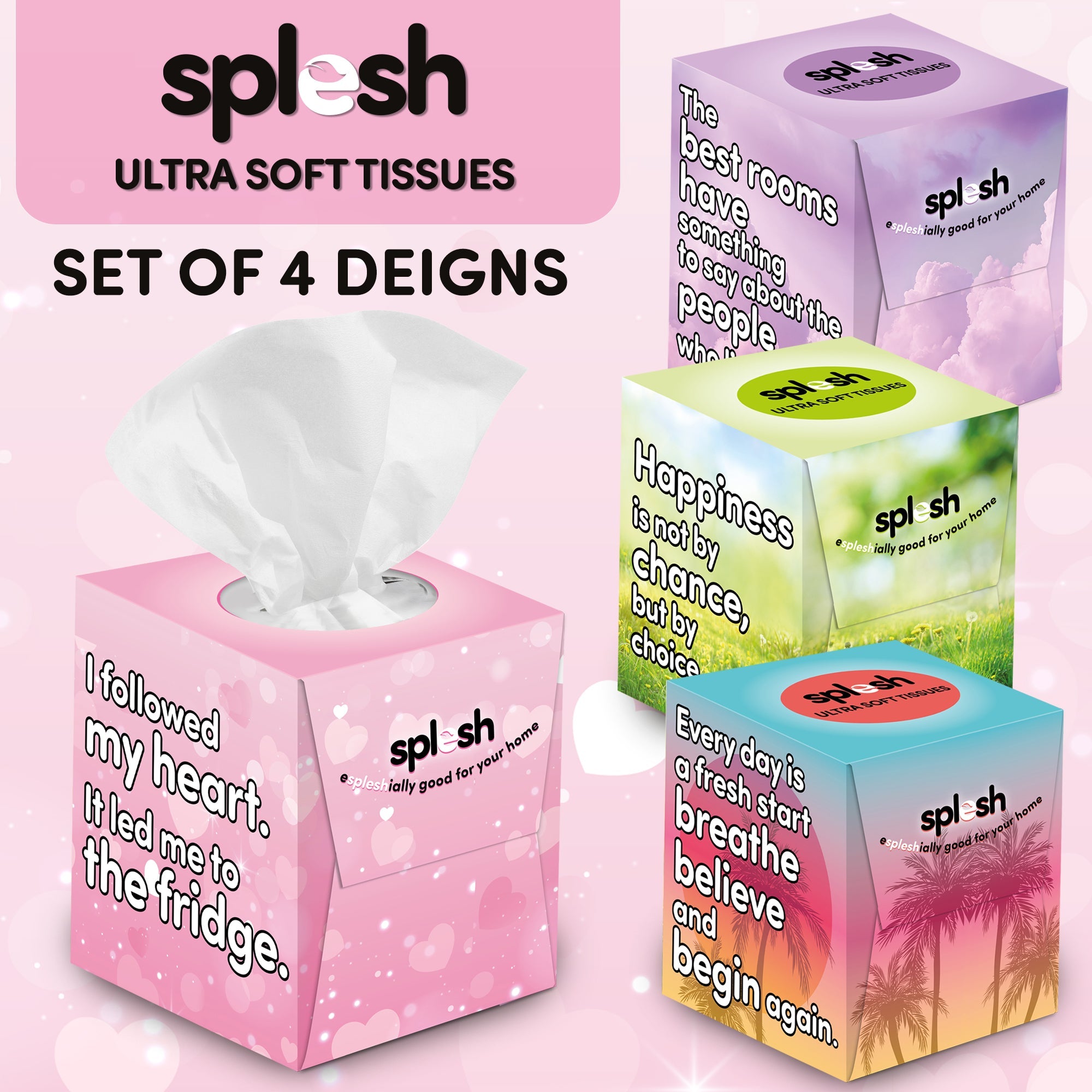 Splesh Ultra Soft Tissues, 24 Cube Boxes (1,296 Total) Bulk Pack
